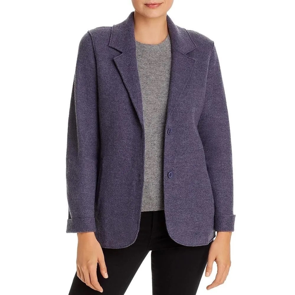 Eileen Fisher Blue Shale Boiled Wool Jacket